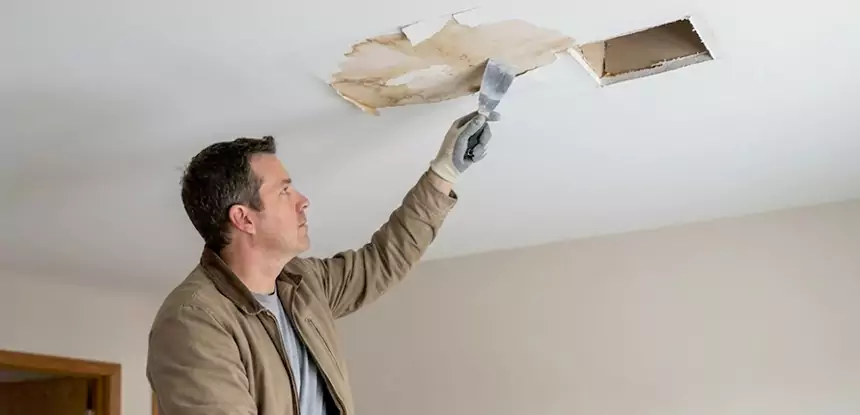 Ceiling Water Stain and Drywall Repair in Stilwell